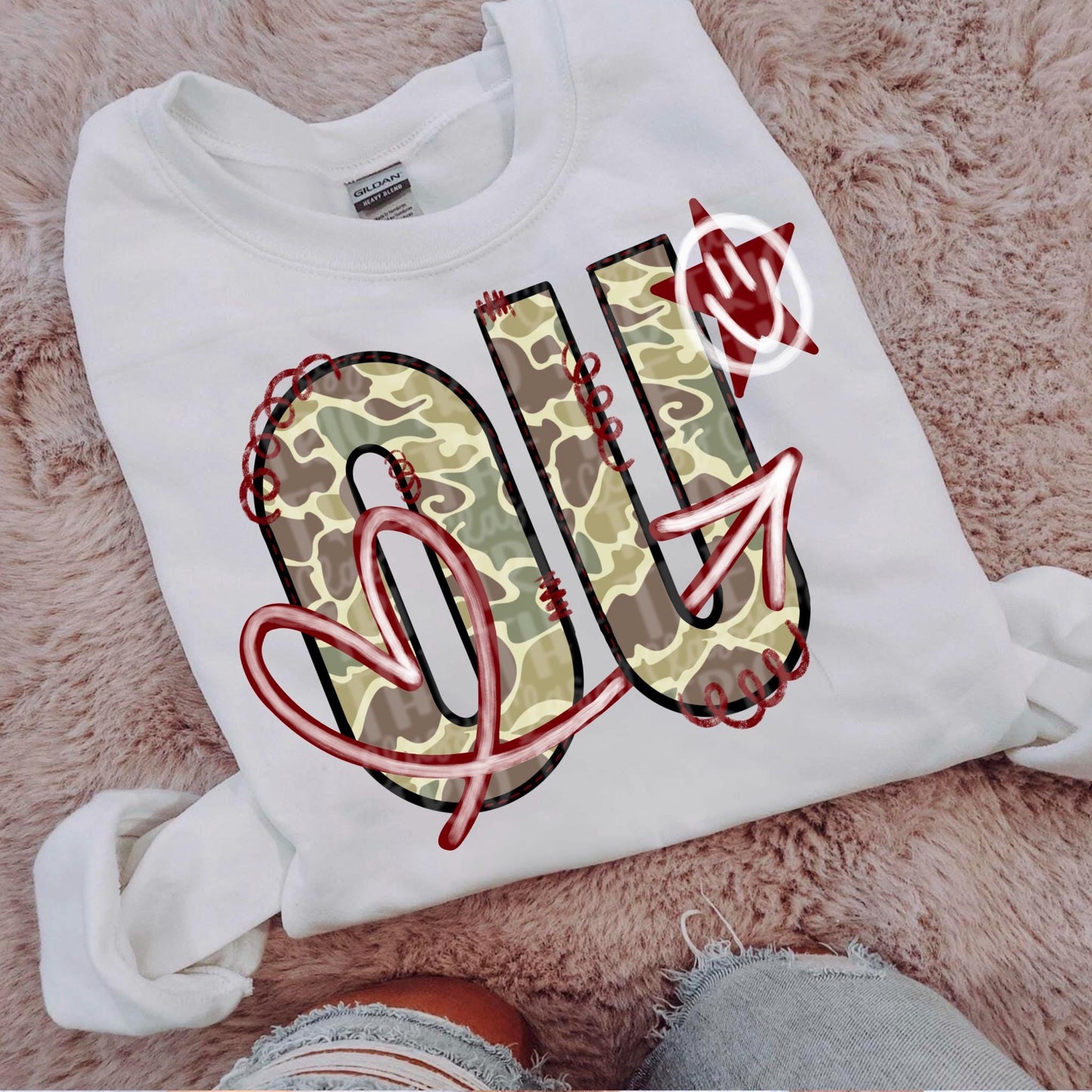 Oklahoma Camo State Doodle: Digital PNG Design (Digital Download)