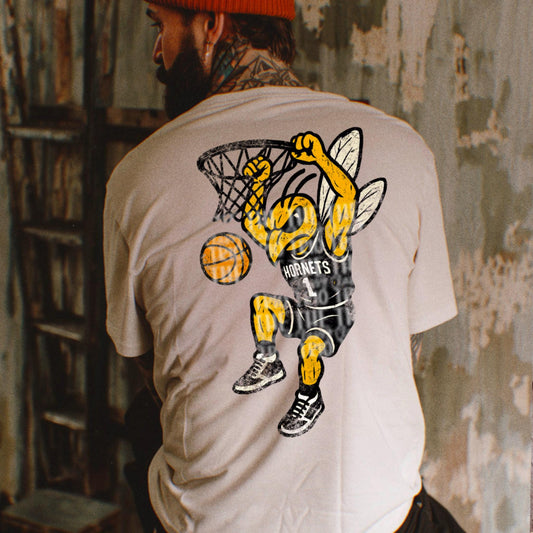 Hornets Basketball Grudge | Digital Design | PNG | Original Designer | Retro Shirt Design Trend | Vintage Chalk Distressed | School Mascot