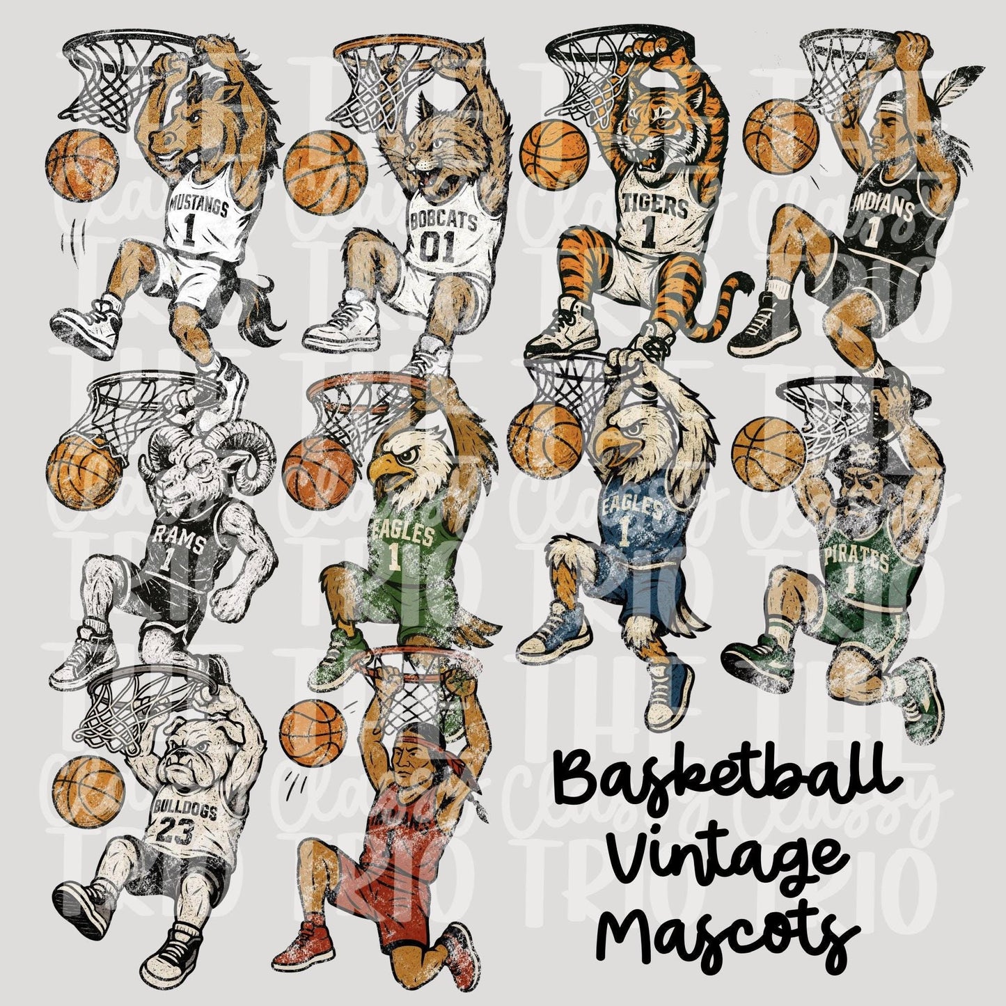 Vintage Basketball Bundle | Digital PNG | Sublimation | DTF | School Sports Team | Shirt Designs | Trending | Mascots | Original Creator