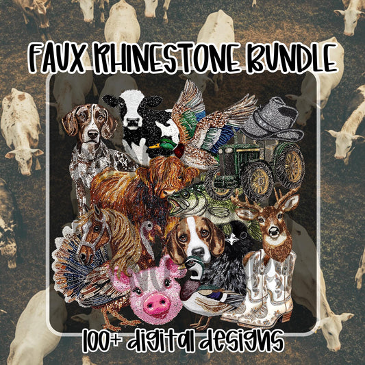 Faux Rhinestone PNG Bundle | 100+ Country & Animal Designs (Digital Download)