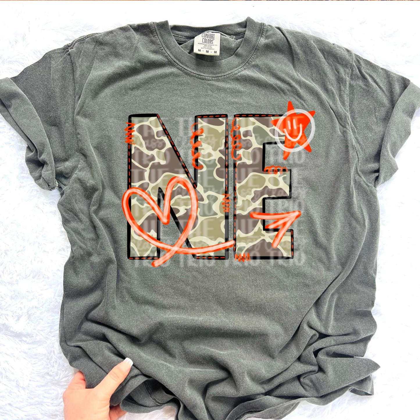 Nebraska Camo State Doodle: Digital PNG Design (Digital Download)