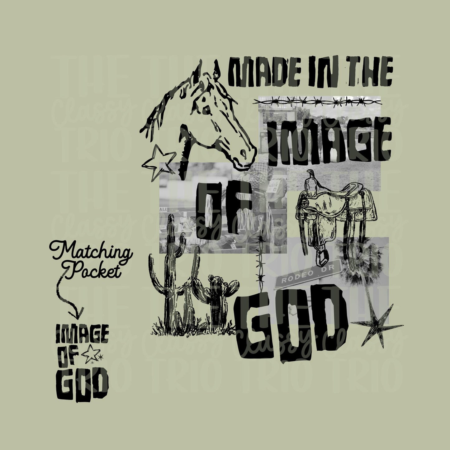 Made in Image of God Western | Digital Design | PNG | Sublimation | Country | Horse | Shirt Design | Faith | Black White