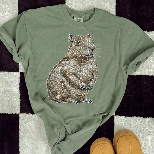 Faux Rhinestone Capybara | Instant Digital Design | PNG | Sublimation | DTF | Shirt Design