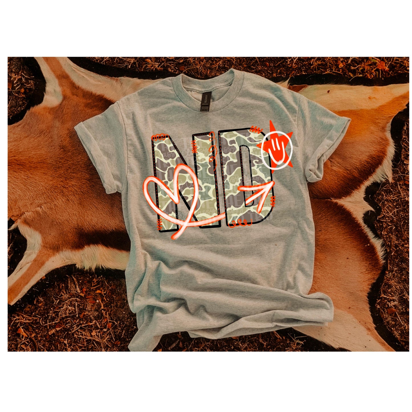 Old Camo State Doodle ND | Digital Design | PNG | Sublimation | Camouflage | Shirt Design | Camo State | Original Designer