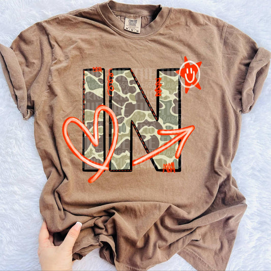 Old Camo State Doodle IN | Digital Design | PNG | Sublimation | Camouflage | Shirt Design | Camo State | Original Designer