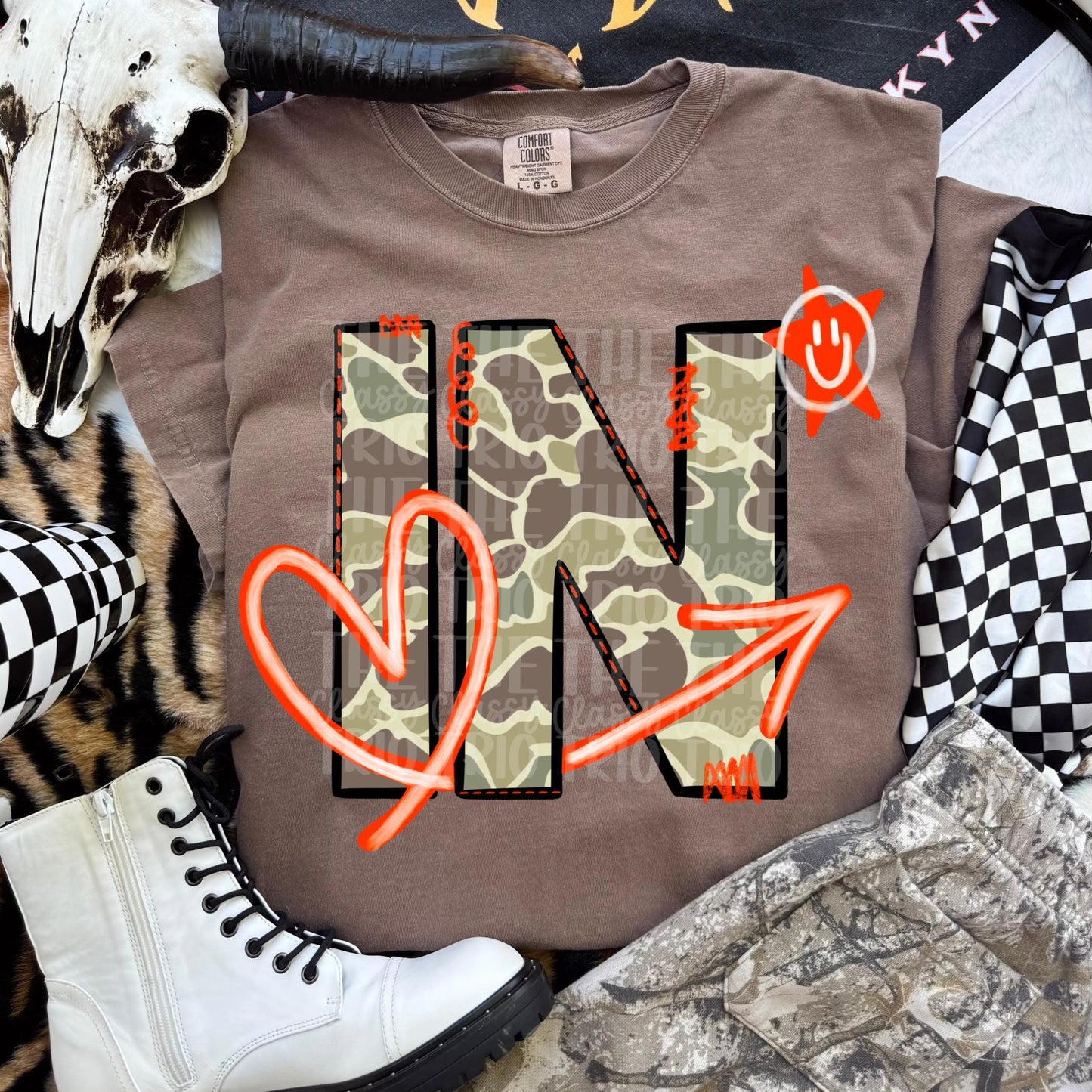 Old Camo State Doodle IN | Digital Design | PNG | Sublimation | Camouflage | Shirt Design | Camo State | Original Designer