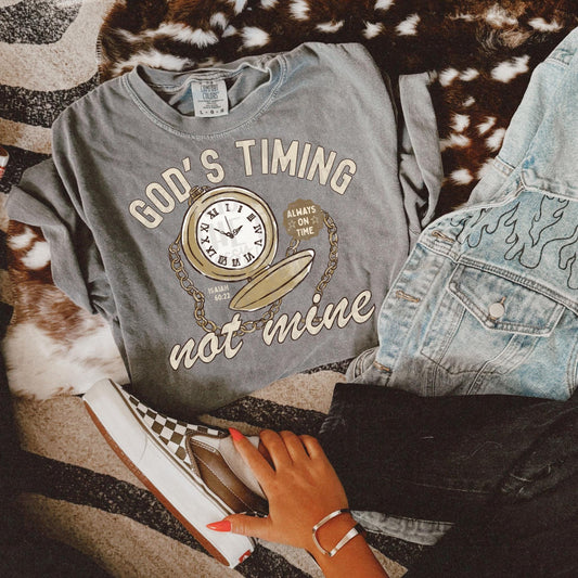 Gods Timing Not Mine PNG | Christian Doodle Design (Digital Download)