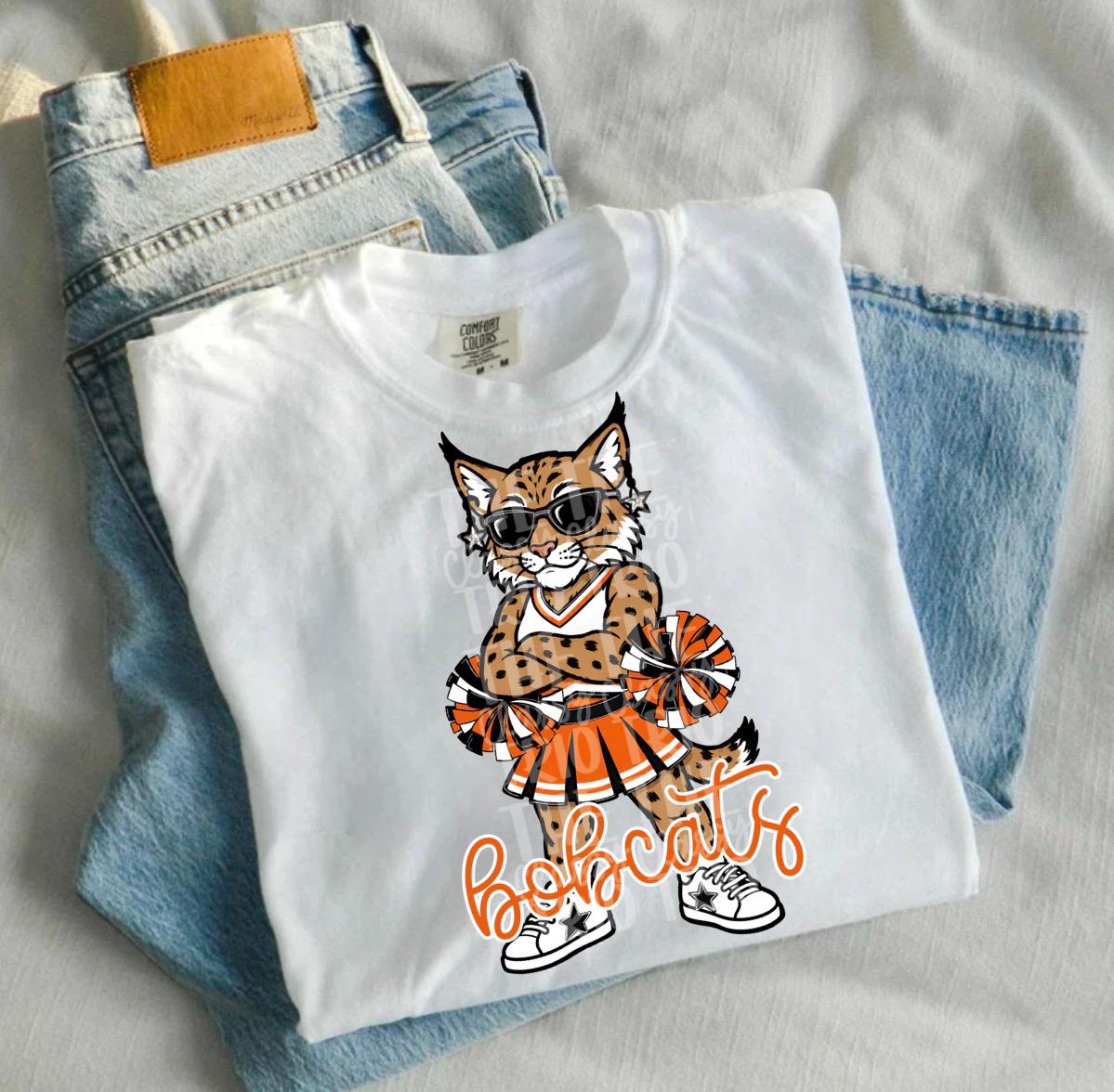 Bobcats Mascot PNG | Team Spirit Sublimation Design, Orange Cheerleading, School Spirit Wear (Digital File)