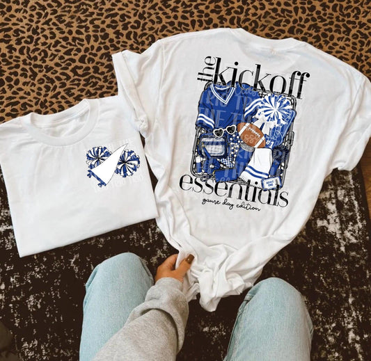 Kickoff Essentials Blue, School Spirit Wear, PNG Digital Design, Cheerleading Football (Digital Only)