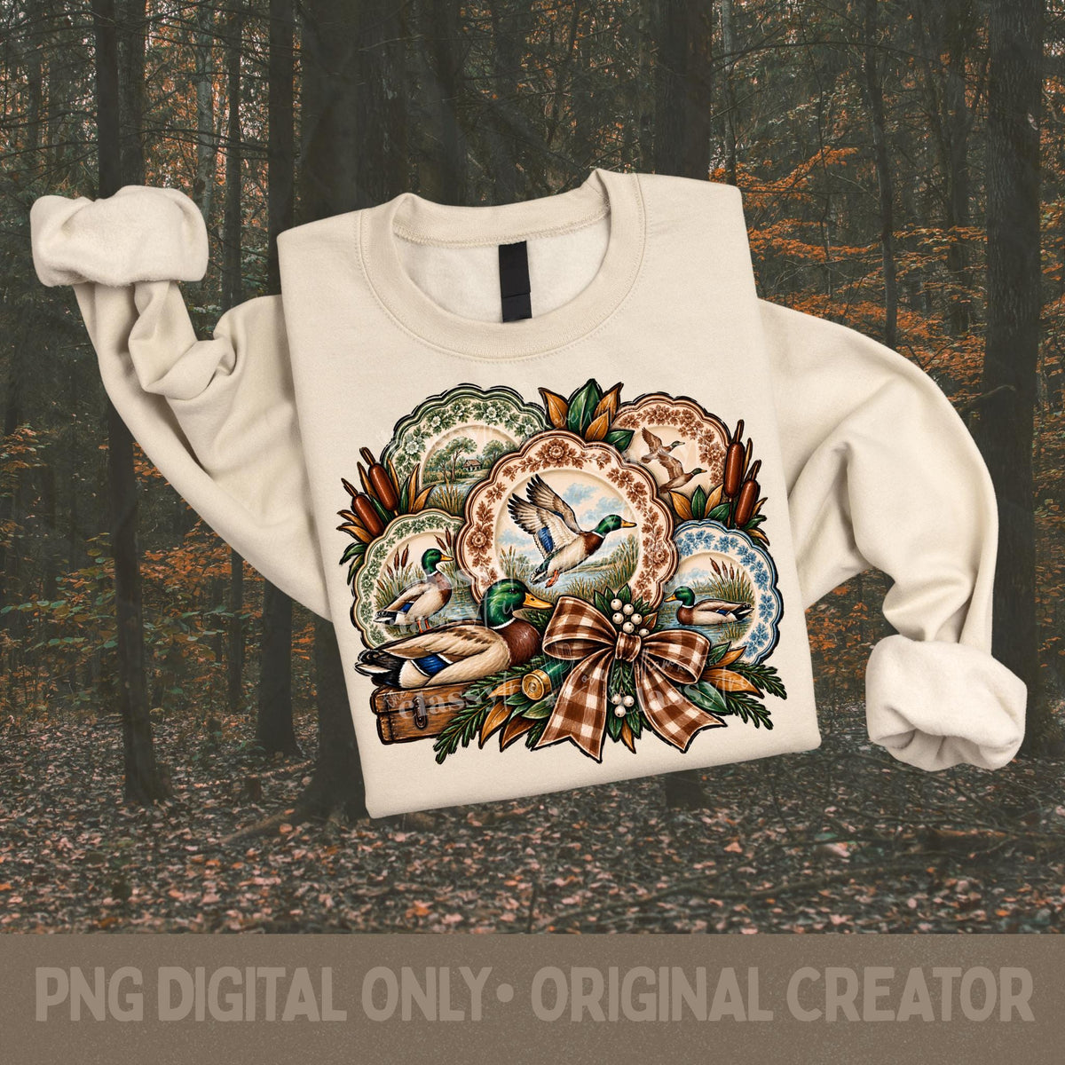 Mallard Duck PNG, Vintage Duck Hunting Design, Southern Hunting Plate Collage, Sublimation, Agriculture, Shirt Design, Country Digital