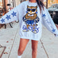 Owls Blue White Cheer Mascot PNG | Team Spirit Sublimation Design, Cheerleading, School Spirit Wear (Digital File)