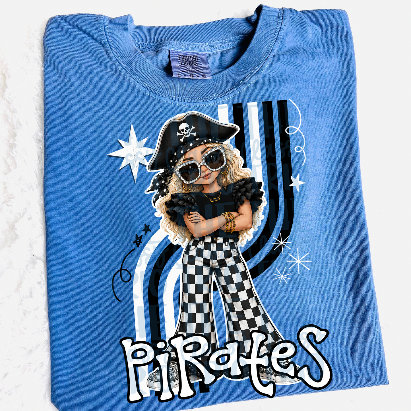 Lady Pirates Blonde Retro Mascot PNG | Trendy Design School Shirt, Teacher, School Spirit Digital