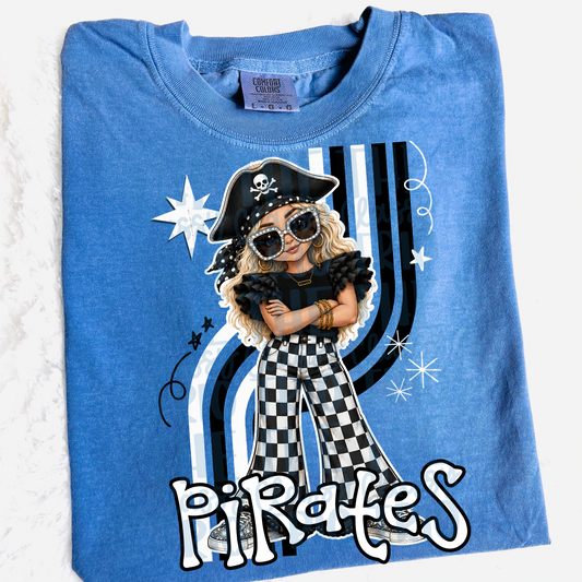 Lady Pirates Blonde Retro Mascot PNG | Trendy Design School Shirt, Teacher, School Spirit Digital