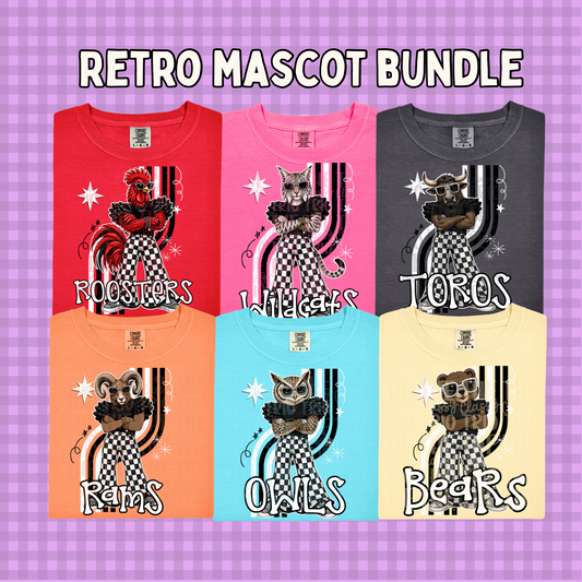 Retro Mascots Bundle PNG | Trendy Design School Shirt, Teacher, School Spirit Digital