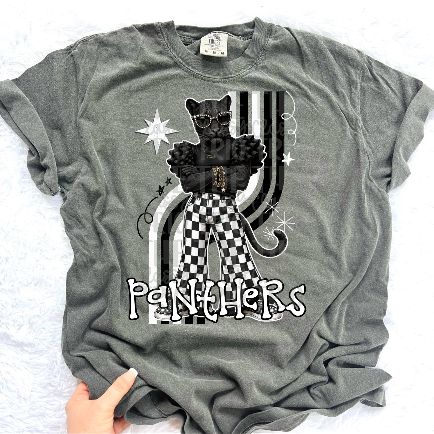 Panthers Retro Mascot PNG | Trendy Design School Shirt, Teacher, School Spirit Digital