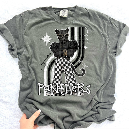 Panthers Retro Mascot PNG | Trendy Design School Shirt, Teacher, School Spirit Digital