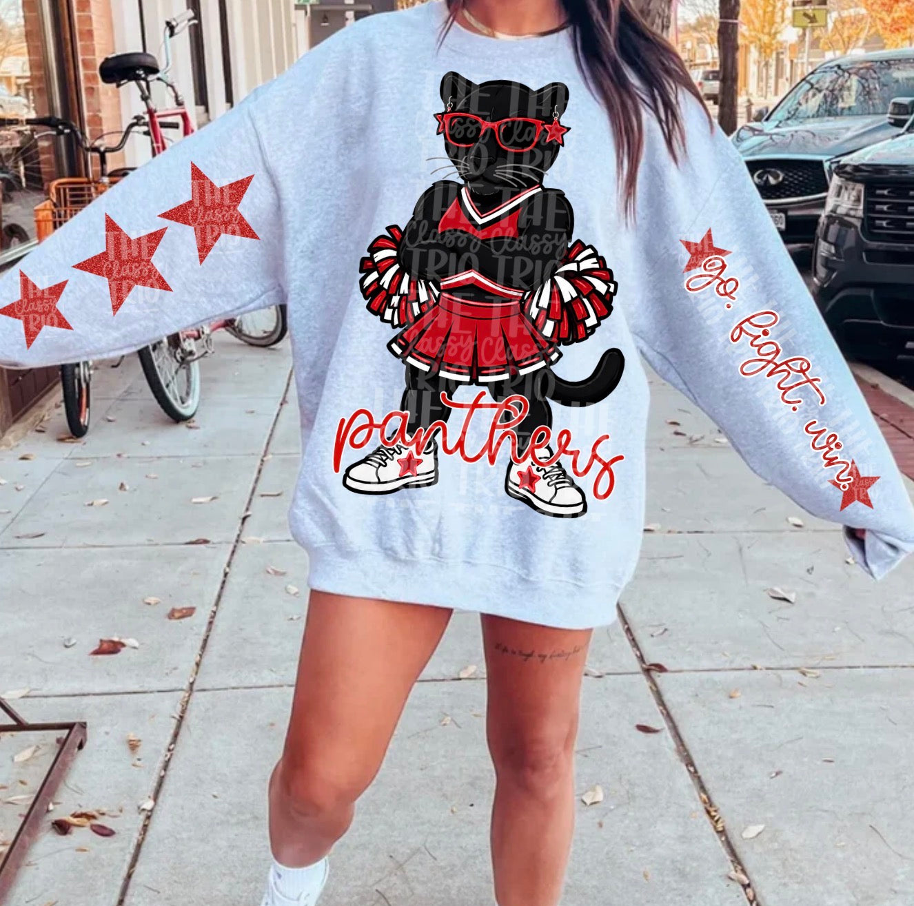 Panthers Cheer Red White Mascot PNG | Team Spirit Sublimation Design, Cheerleading, School Spirit Wear (Digital File)