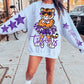 Tigers Mascot PNG | Team Spirit Sublimation DTF Design, Purple White Cheerleading, School Spirit Wear Trending (Digital File)