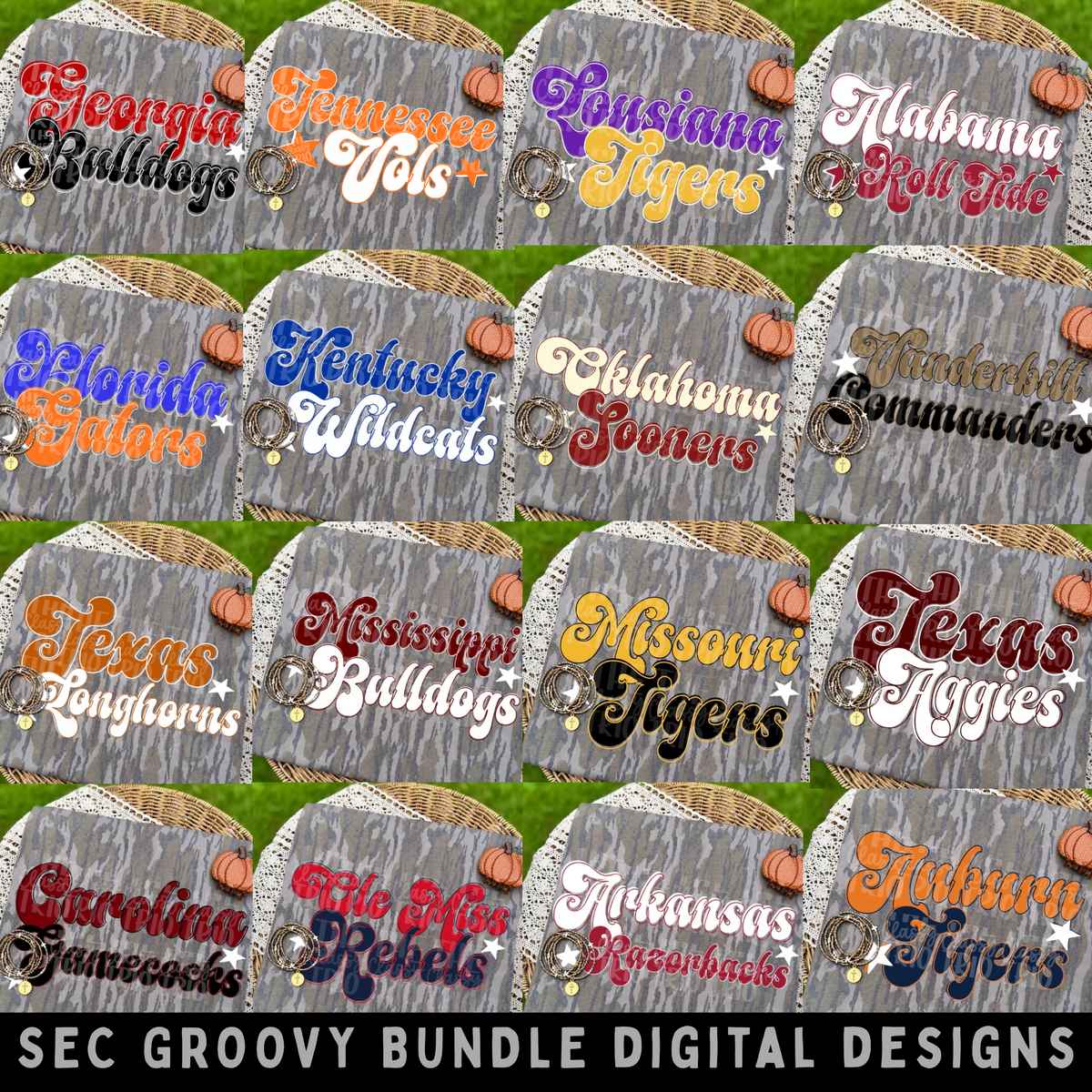 College S ⭐️ E ⭐️ C Football Groovy Bundle PNG | Gameday Illustration | Digital Download | Shirt Design PNG | Boutique Tshirt Design