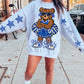 Grizzlies Blue White Cheer Mascot PNG | Team Spirit Sublimation Design, Cheerleading, School Spirit Wear (Digital File)