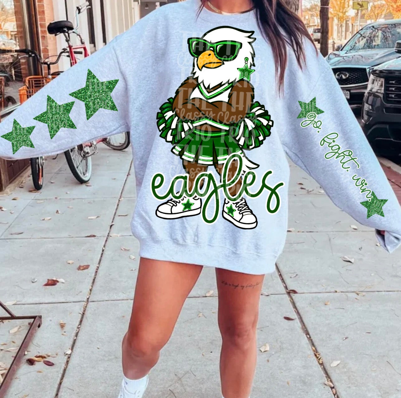 Eagles Mascot PNG | Team Spirit Sublimation Design, Green Cheerleading, School Spirit Wear (Digital File)