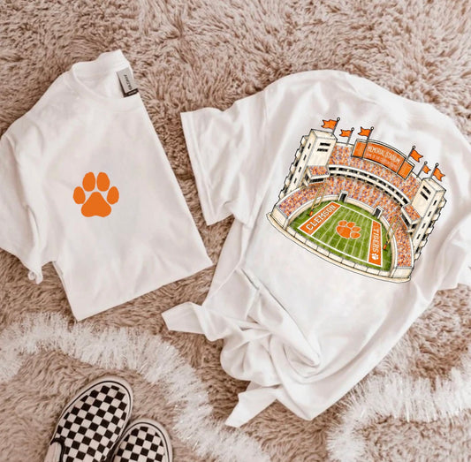 Orange & Purple White Football Stadium PNG | Gameday Clipart | Sports Stadium Illustration | Digital Download | Shirt Design PNG | Boutique Graphic