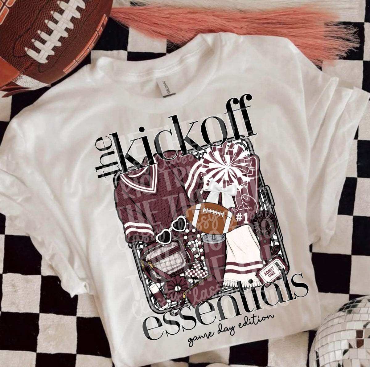 Kickoff Essentials Maroon, School Spirit Wear, PNG Digital Design, Cheerleading Football (Digital Only)