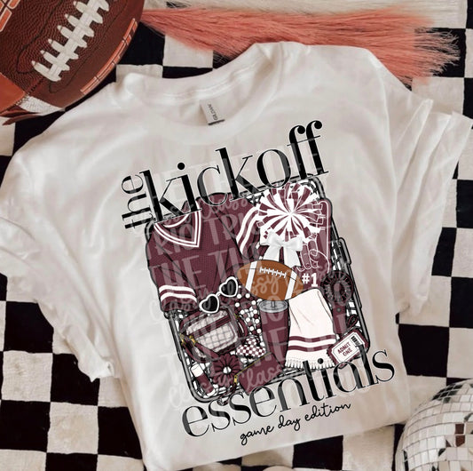 Kickoff Essentials Maroon, School Spirit Wear, PNG Digital Design, Cheerleading Football (Digital Only)