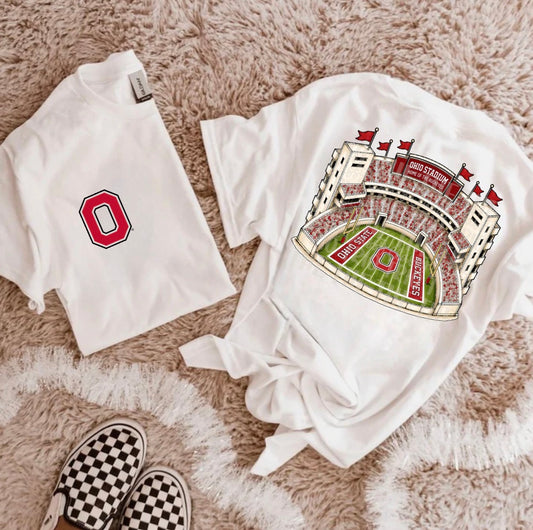 Scarlet & Gray White Football Stadium PNG | Gameday Clipart | Sports Stadium Illustration | Digital Download | Shirt Design PNG | Boutique Graphic