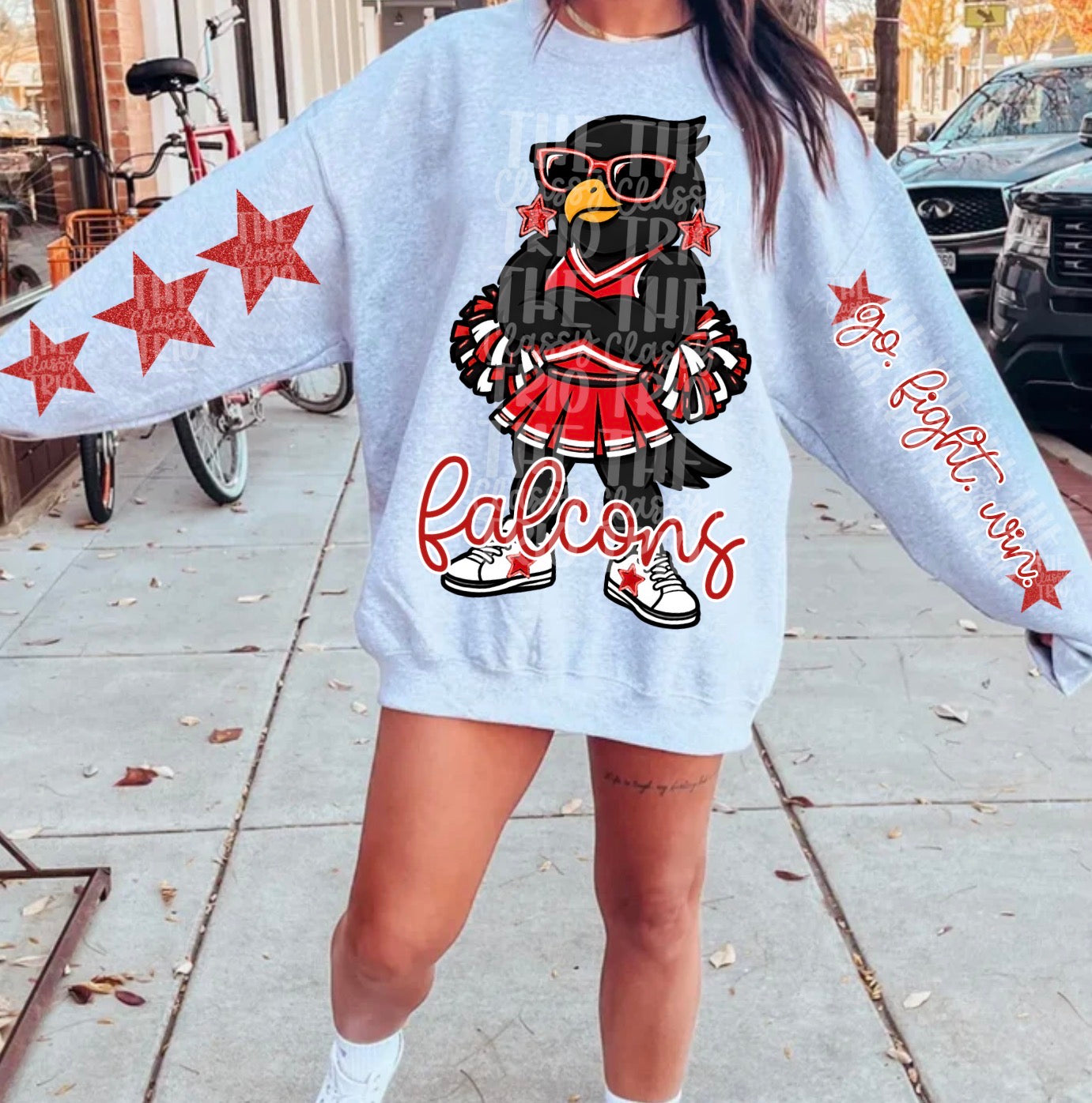 Falcons Red Black White Mascot PNG | Team Spirit Sublimation DTF Design, Cheerleading, School Spirit Wear Trending (Digital File)