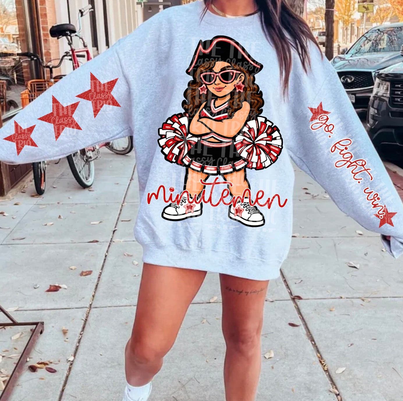 Minutemen Red Black White Cheer Mascot PNG | Team Spirit Sublimation Design, Cheerleading, School Spirit Wear (Digital File)