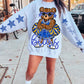 Bears Blue Yellow White Cheer Mascot PNG | Team Spirit Sublimation Design, Cheerleading, School Spirit Wear (Digital File)