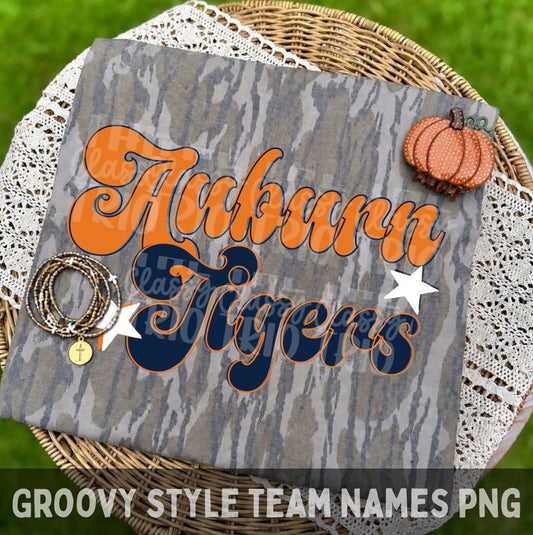 Auburn Groovy Script, School Spirit Wear, PNG Digital Design, Cheerleading, Football (Digital Only)