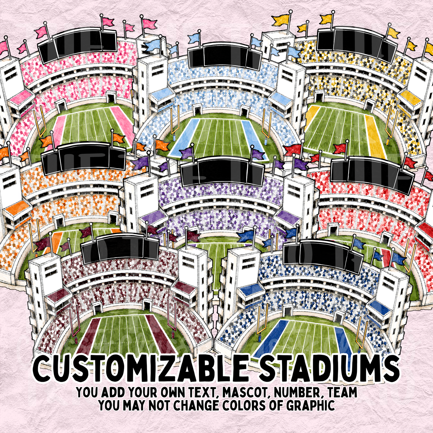 Customizable Blank Football Stadium Bundle PNG | Gameday Clipart | Sports Stadium Illustration | Digital Download | Shirt Design PNG | Boutique Graphic