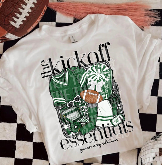 Kickoff Essentials Green, School Spirit Wear, PNG Digital Design, Cheerleading Football (Digital Only)