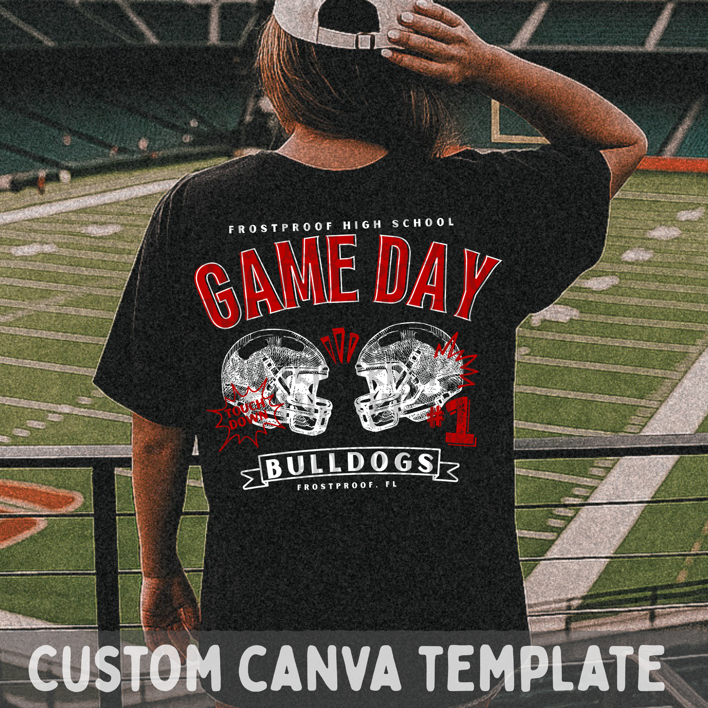 Game Day Football Canva Template | Editable Team Shirt Design | Custom Sports Mascot Template | Sublimation & DTF Design