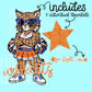 Cheer Mascots Bundle Spirit Wear PNG, Trendy Sleeve Shirt Designs, Faux Glitter, (Digital Design)