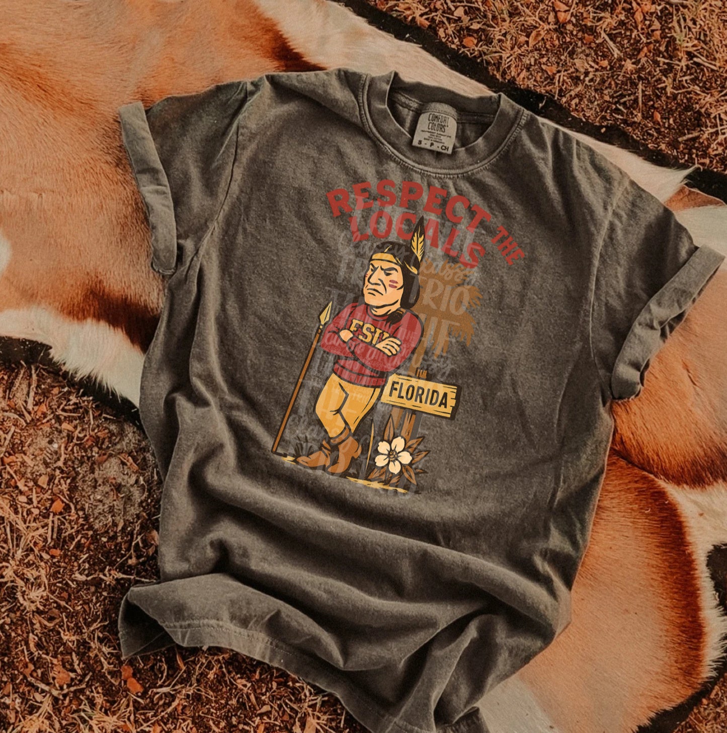 Respect the Locals | Digital Design | PNG | Sublimation | Florida SU | Retro | Shirt Design | Trend | Vintage Chalk Distressed