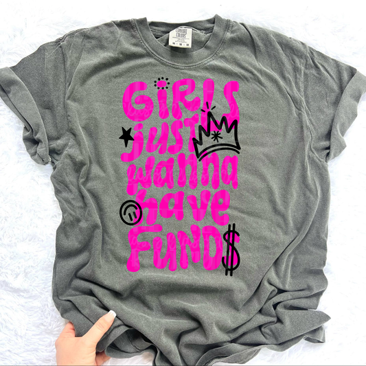 Girls Just Wanna Have Funds Doodle Drawing Digital Design | PNG Shirt Design | Original Creator