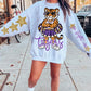 Tigers Mascot PNG | Team Spirit Sublimation DTF Design, Purple Gold White Cheerleading, School Spirit Wear Trending (Digital File)