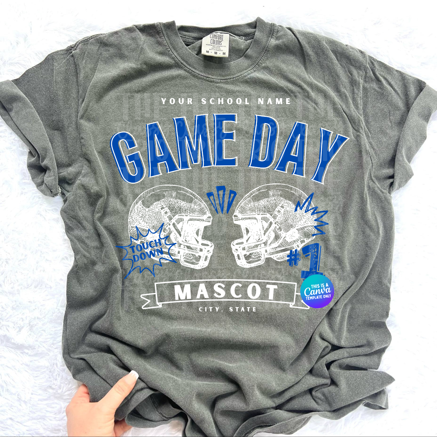 Game Day Football Canva Template | Editable Team Shirt Design | Custom Sports Mascot Template | Sublimation & DTF Design