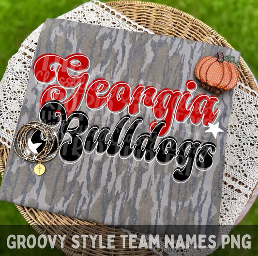 Georgia Groovy Script, School Spirit Wear, PNG Digital Design, Cheerleading, Football (Digital Only)
