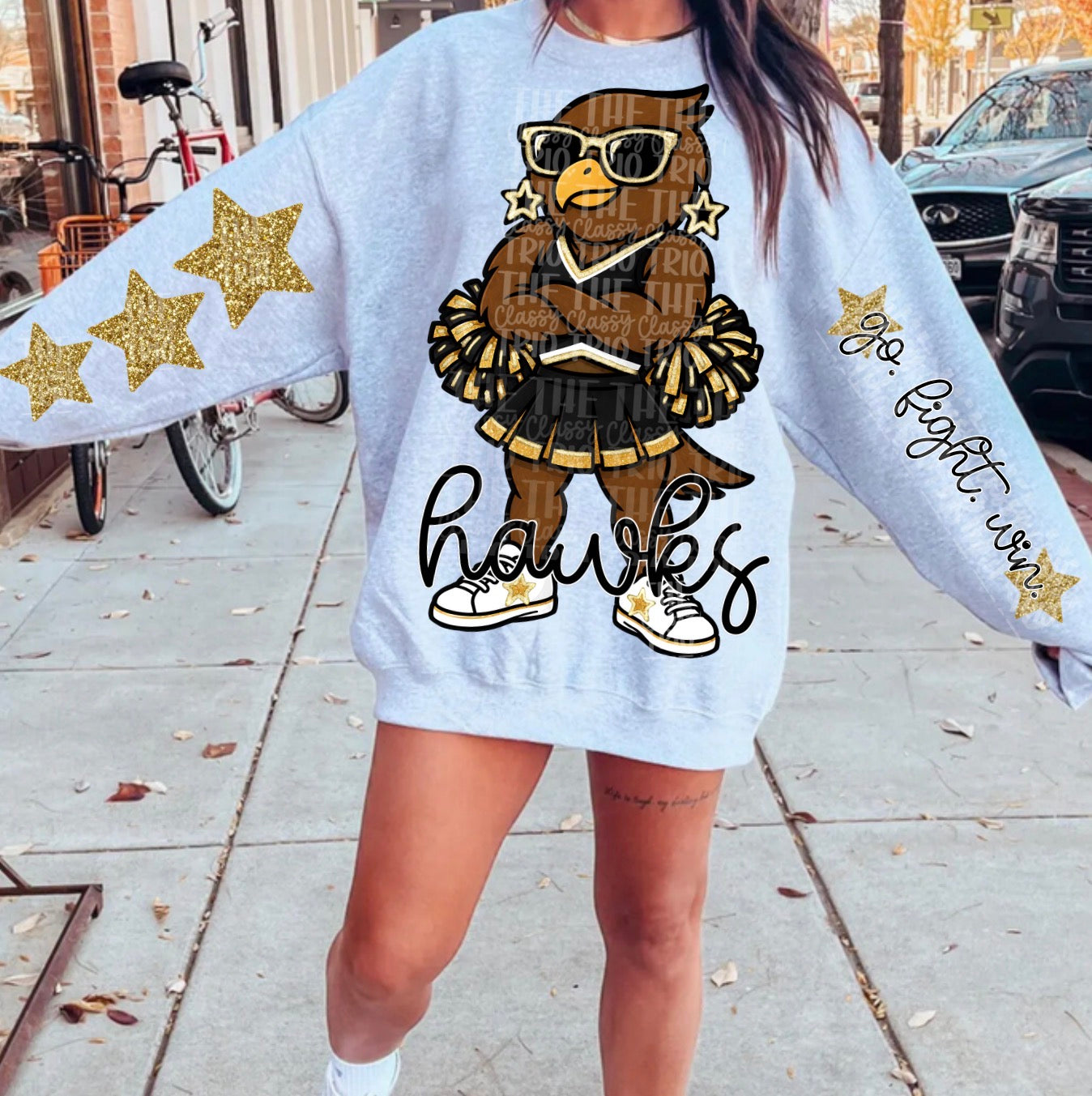Cheer Mascots Bundle Spirit Wear PNG, Trendy Sleeve Shirt Designs, Faux Glitter, (Digital Design)