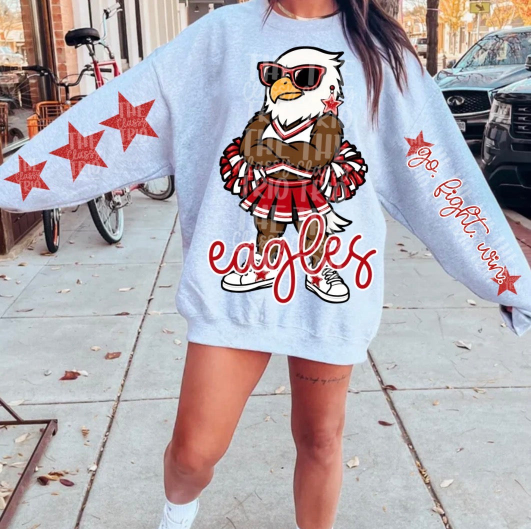 Eagles Mascot PNG | Team Spirit Sublimation Design, Red Cheerleading, School Spirit Wear (Digital File)