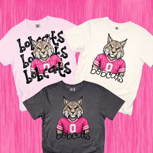 Pink Bobcats Simple and Stack PNG | Preppy Design School Shirt PNG | Teacher | School Spirit Digital | Trendy