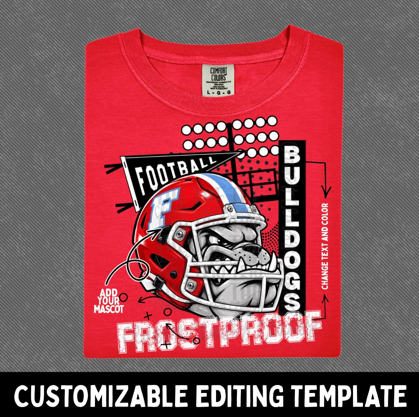 Football Lights Mascot Canva Template | Editable Team Shirt Design | Custom Sports Mascot Template | Sublimation & DTF Design