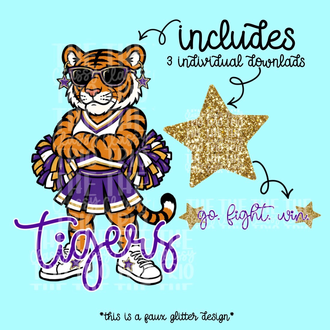 Cheer Mascots Bundle Spirit Wear PNG, Trendy Sleeve Shirt Designs, Faux Glitter, (Digital Design)