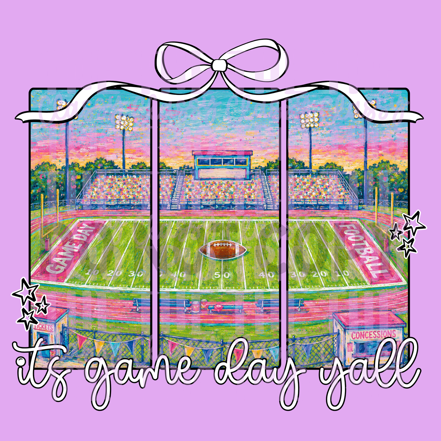 It’s Game Day Yall Football Bleachers PNG | Gameday Girly Pink | Sports Stadium Illustration | Digital Download | Shirt Design PNG | Boutique Graphic