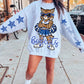 Bobcats Blue White Cheer Mascot PNG | Team Spirit Sublimation Design, Cheerleading, School Spirit Wear (Digital File)