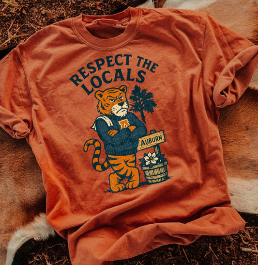 Respect the Locals | Digital Design | PNG | Sublimation | Auburn | Retro | Shirt Design | Trend | Vintage Chalk Distressed
